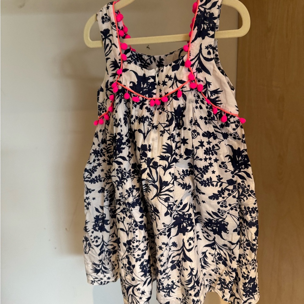 Floral Navy and Pink Kids Casual Dress